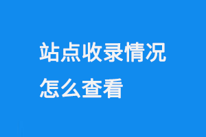 站點(diǎn)收錄情況怎么查看